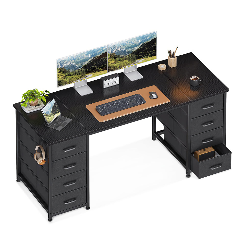 55" Computer Desk with 8 Fabric Drawers, Modern Home Office Desk