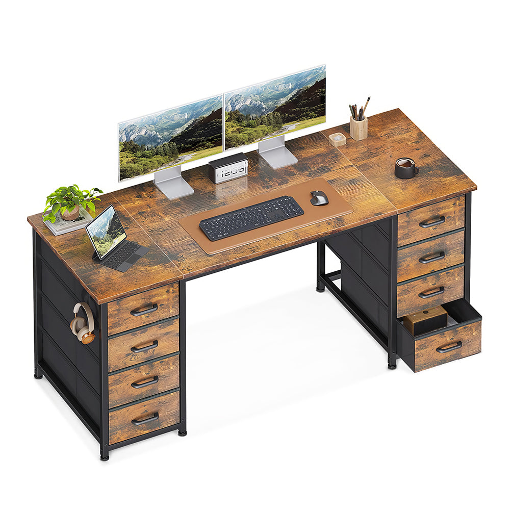 55" Computer Desk with 8 Fabric Drawers, Modern Home Office Desk