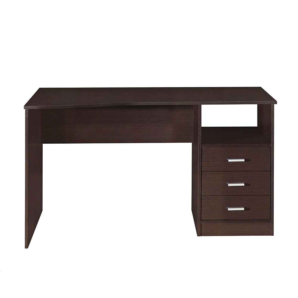 Classic Computer Desk with 3 Drawers & Side Shelf, Wenge Finish