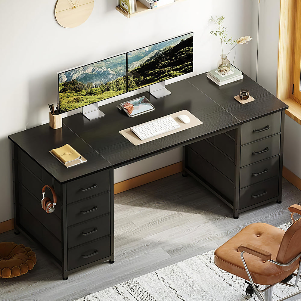 55" Computer Desk with 8 Fabric Drawers, Modern Home Office Desk