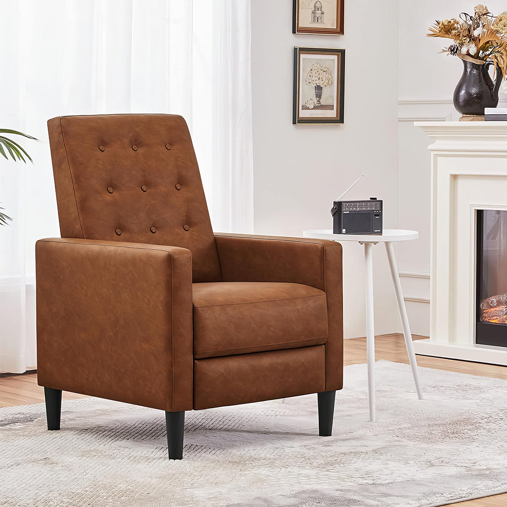 Mid-Century Modern Fabric Recliner Chair, Tufted Adjustable Sofa