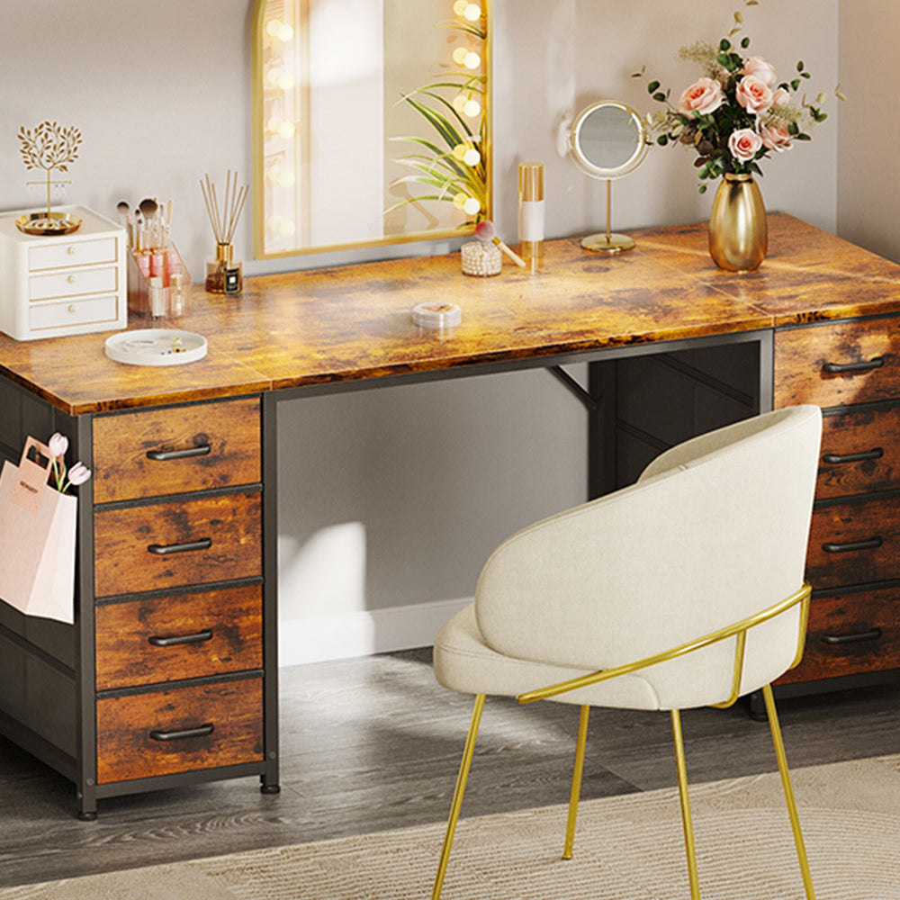 55" Computer Desk with 8 Fabric Drawers, Modern Home Office Desk