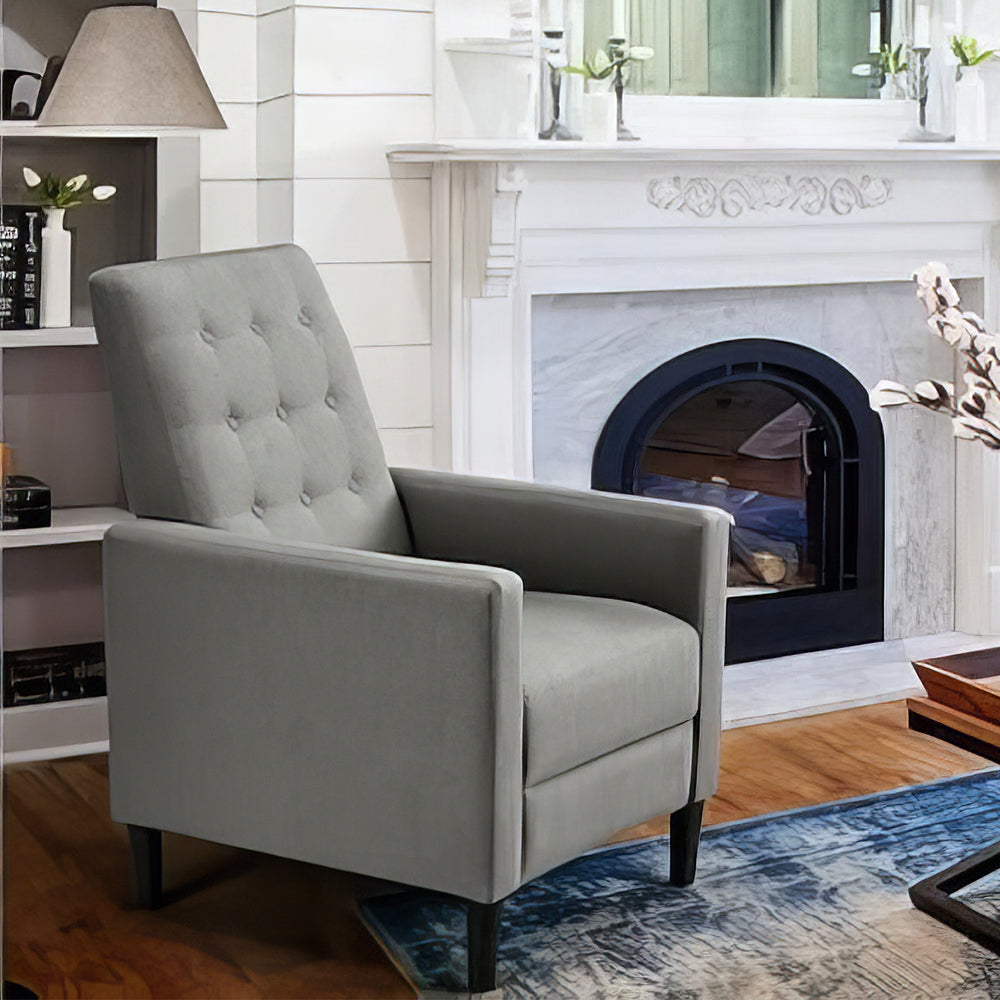 Mid-Century Modern Fabric Recliner Chair, Tufted Adjustable Sofa