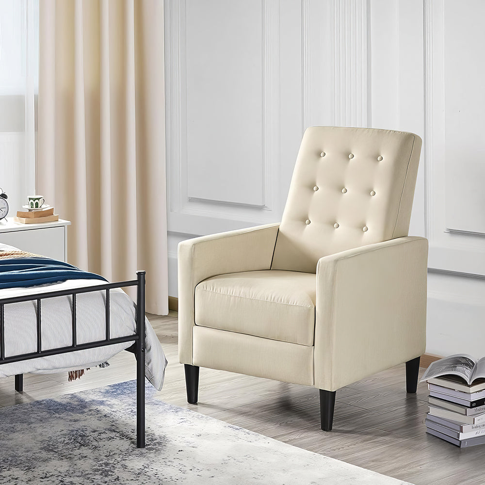 Mid-Century Modern Fabric Recliner Chair, Tufted Adjustable Sofa