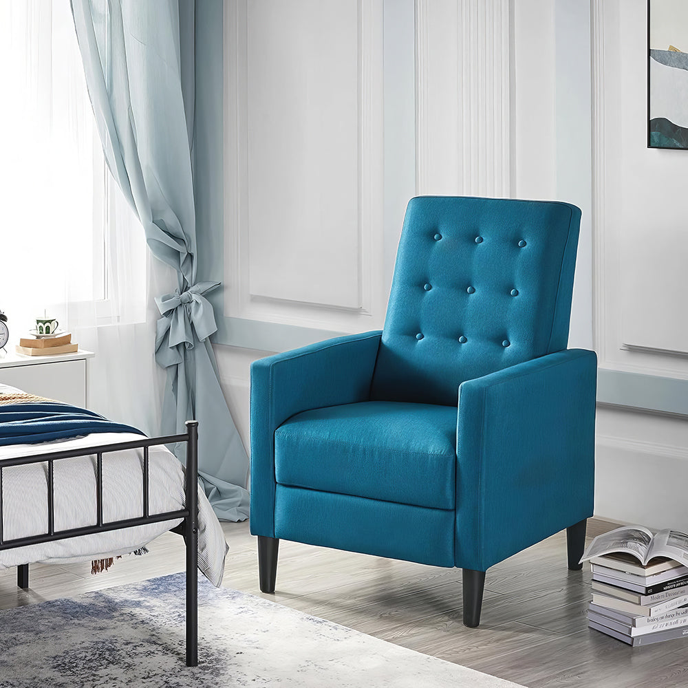 Mid-Century Modern Fabric Recliner Chair, Tufted Adjustable Sofa