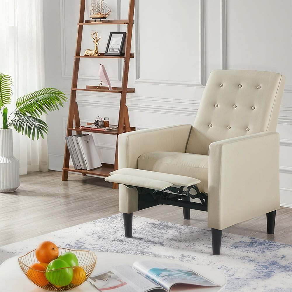 Mid-Century Modern Fabric Recliner Chair, Tufted Adjustable Sofa