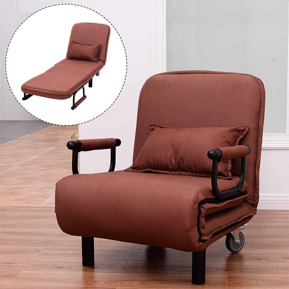 26.5" Folding Sofa Bed Chair, 5-Position Adjustable Recliner